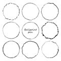 Hand drawn circle line sketch set. Vector circular scribble doodle round circles for message note mark design element. Pencil or p Royalty Free Stock Photo