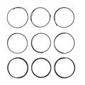 Hand drawn circle line sketch set. Vector circular scribble doodle round circles for message note mark design element. Pencil or Royalty Free Stock Photo