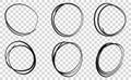 Hand drawn circle line sketch set. Vector circular scribble doodle round circles for message note mark design element Royalty Free Stock Photo