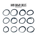 Hand drawn circle lines sketch frames set