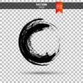 Hand drawn circle shape. label, logo design element. Brush abstract wave. Black enso zen symbol. Template for text Royalty Free Stock Photo