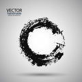 Hand drawn circle shape. label, logo design element. Brush abstract wave. Black enso zen symbol. Template for text.Vector illustra Royalty Free Stock Photo