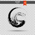Hand drawn circle shape. label, logo design element. Brush abstract wave. Black enso zen symbol. Template for text Royalty Free Stock Photo