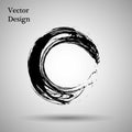 Hand drawn circle shape. label, logo design element. Brush abstract wave. Black enso zen symbol. Vector illustration. Royalty Free Stock Photo