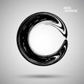 Hand drawn circle shape. label, logo design element. Brush abstract wave. Black enso zen symbol. Vector illustration. Royalty Free Stock Photo