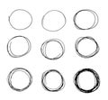 Hand drawn circle sketch set doodle. Pencil line vector.Hand drawn circle line sketch set. Vector circular scribble doodle round c Royalty Free Stock Photo