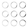 Hand drawn circles sketch frame set. Rounds scribble line circles. Ideal for vintage label designs. Royalty Free Stock Photo