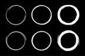 Hand drawn circles sketch frame set. Scribble line circle. Doodle circular Round logo design brush elements . Vector