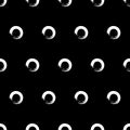 Vector seamless pattern with white hand drawn circles on black background