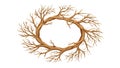 Hand-Drawn Circular Wreath of Twisted Bare Tree Branches, vector design Generative AI Royalty Free Stock Photo