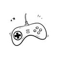 Hand drawn classic game controller. joystick doodle