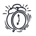 Hand drawn classic ringing alarm clock line art