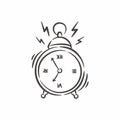 Hand drawn classic ringing alarm clock line art Royalty Free Stock Photo