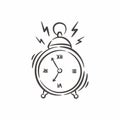 Hand drawn classic ringing alarm clock line art