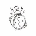 Hand drawn classic ringing alarm clock line art