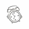 Hand drawn classic ringing alarm clock line art