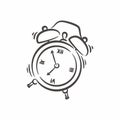 Hand drawn classic ringing alarm clock line art