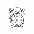Hand drawn classic ringing alarm clock line art Royalty Free Stock Photo