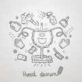 Hand drawn cleaning theme Apron Vector Design. Royalty Free Stock Photo