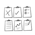 Hand drawn Clipboard Line Icons Collection doodle vector