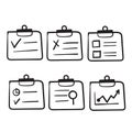 Hand drawn Clipboard Line Icons Collection doodle vector