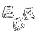 Hand drawn Clipboard Line Icons Collection doodle vector