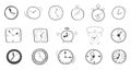 Hand Drawn Clock Doodle Vector Set Royalty Free Stock Photo