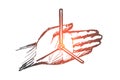 Hand drawn clock hands on human palm