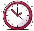 Hand drawn clock showing nearing ten oclock with sparkles and a subtle shadow underneath Royalty Free Stock Photo