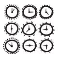 Hand drawn clock vector icons set illustration Royalty Free Stock Photo