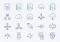 Hand drawn cloud computing and database icons set for technology and data management Royalty Free Stock Photo