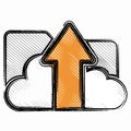 Hand-Drawn Cloud Data Upload Icon with Arrow Royalty Free Stock Photo