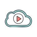 Hand Drawn Cloud with Play Button for Media Streaming and Online Entertainment Royalty Free Stock Photo