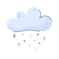 Hand drawn cloud and snow. Winter and snowfall. Sky and weather design element. Isolated vector illustration on white background Royalty Free Stock Photo