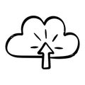 Hand Drawn Cloud Upload Icon Illustration in Doodle Style Royalty Free Stock Photo