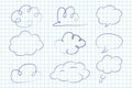 Hand drawn clouds and speech bubble vector icons set