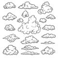 Hand drawn clouds. Weather graphic symbols decorative sky vector nature objects vector cloud collection