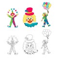 Hand drawn clown collection Royalty Free Stock Photo