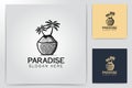 hand drawn coconut, coconut tree logo Designs Inspiration Isolated on White Background Royalty Free Stock Photo