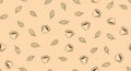 Hand-Drawn Coffee Beans and Cups Seamless Pattern on Beige Background Royalty Free Stock Photo
