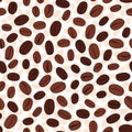 Hand drawn coffee beans pattern. Warm broun colors. Seamless vector.