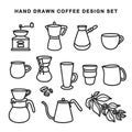 Hand drawn coffee design set. Vector vintage illustration. Royalty Free Stock Photo