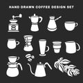 Hand drawn coffee design set. Vector vintage illustration. Royalty Free Stock Photo