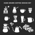 Hand drawn coffee design set. Vector vintage illustration. Royalty Free Stock Photo