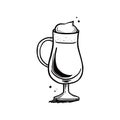 Hand drawn coffee drink with glass cup. Royalty Free Stock Photo