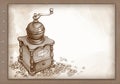 Hand drawn coffee grinder