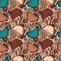 Colorful coffee pattern on dark background Royalty Free Stock Photo