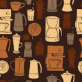 ÃÂ¡offee drinks , makers  and grinders. Vector  pattern Royalty Free Stock Photo