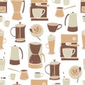 ÃÂ¡offee drinks , makers  and grinders. Vector  pattern Royalty Free Stock Photo
