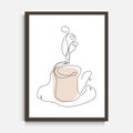 Hand drawn coffee tea cup wall decor Royalty Free Stock Photo